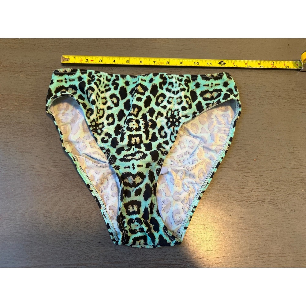 Venus Mint Green Leopard Print Bikini Bottoms High Cut Animal Print Size 10